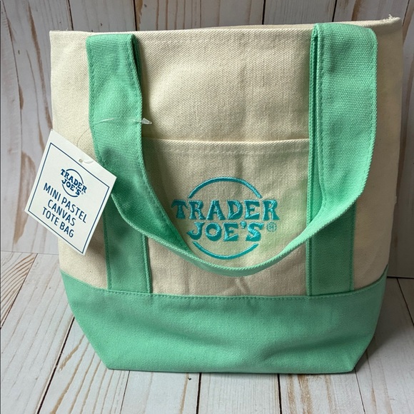 Trader Joe's Pastel GREEN Mini Canvas Tote/Shopping Bag 2025 LIMITED EDITION NEW - Picture 6 of 6